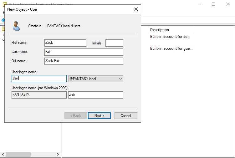Active Directory User 2 Creation