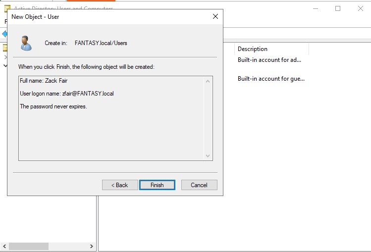 Active Directory User 2 Finished