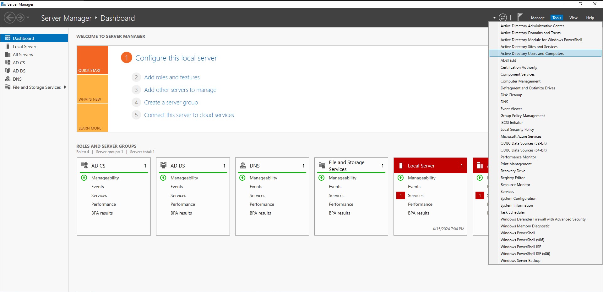 Active Directory Users and Computers