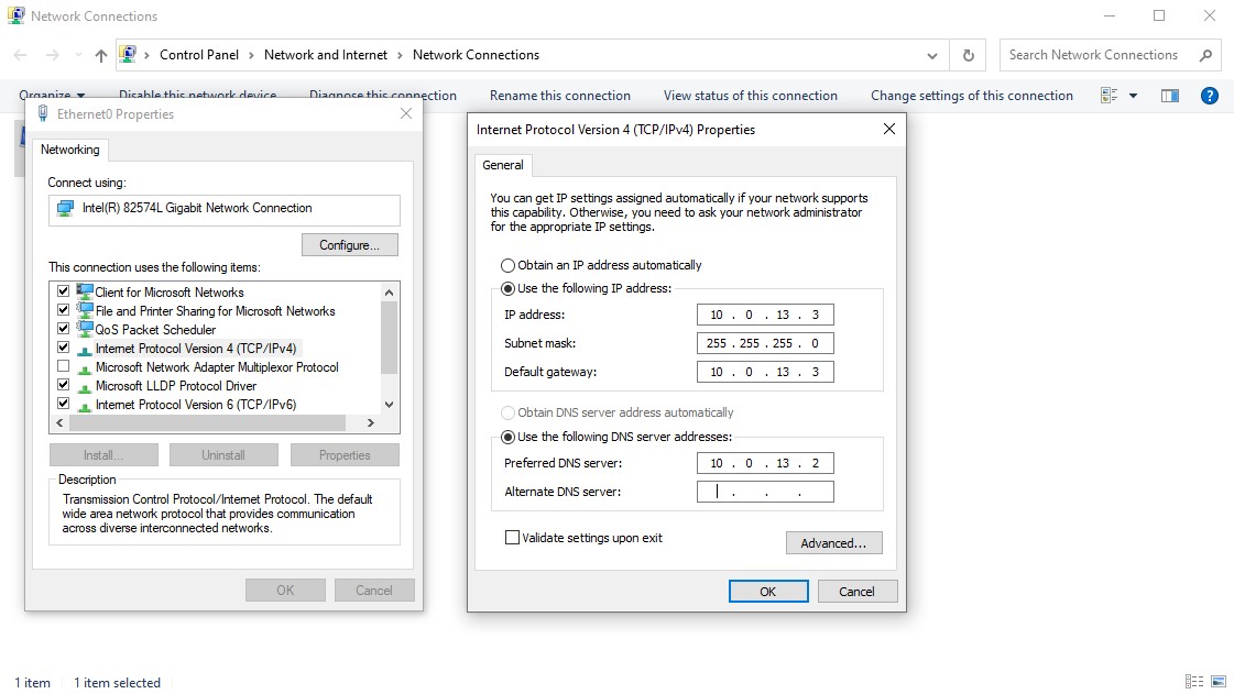 Windows 10 Change IP/DNS Gateway