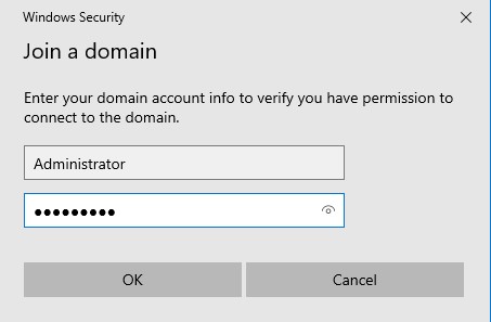 Windows 10 Join Domain Admin Credentials