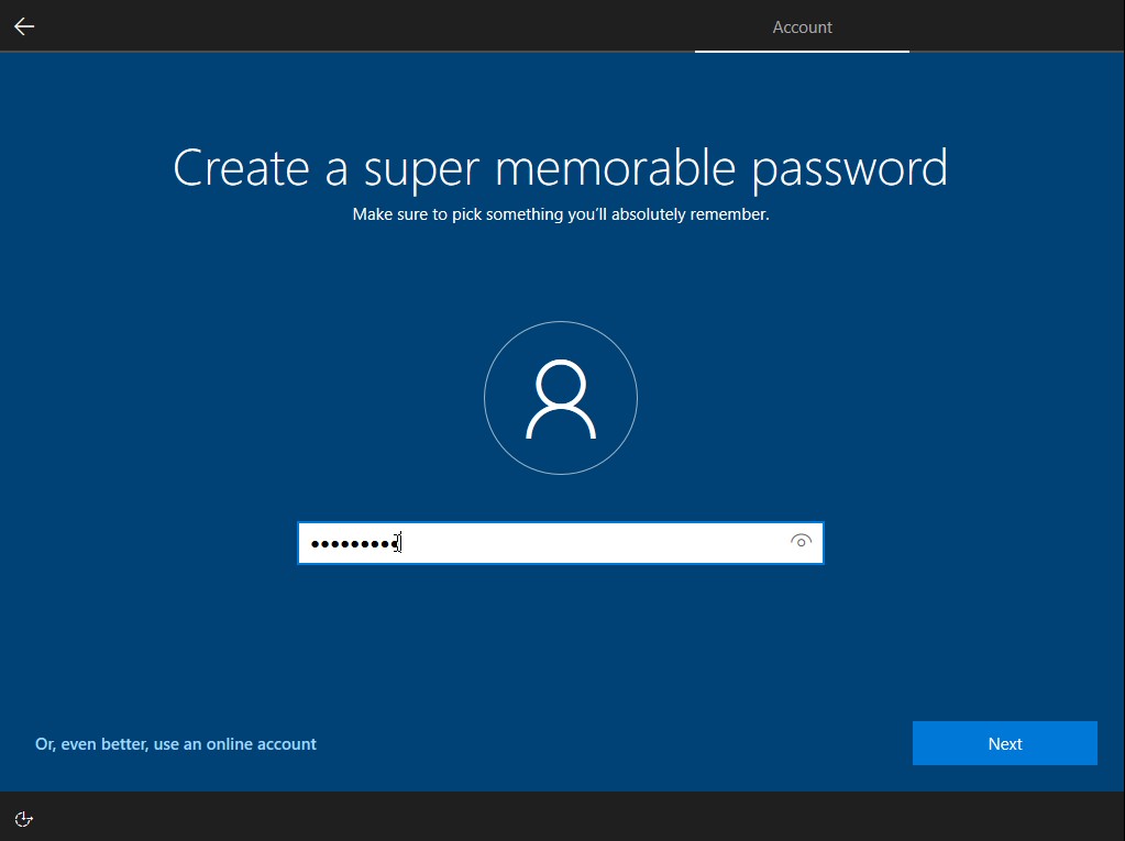 Windows 10 Setup Password