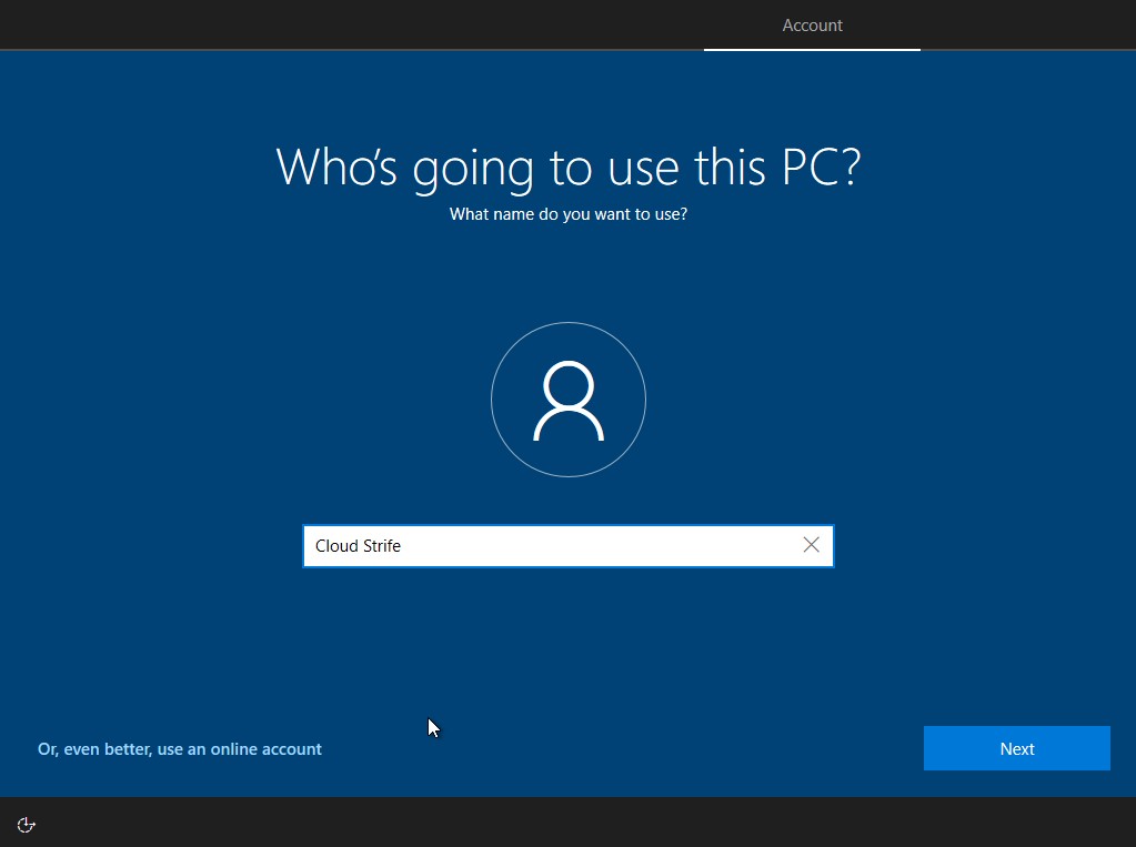 Windows 10 Setup User