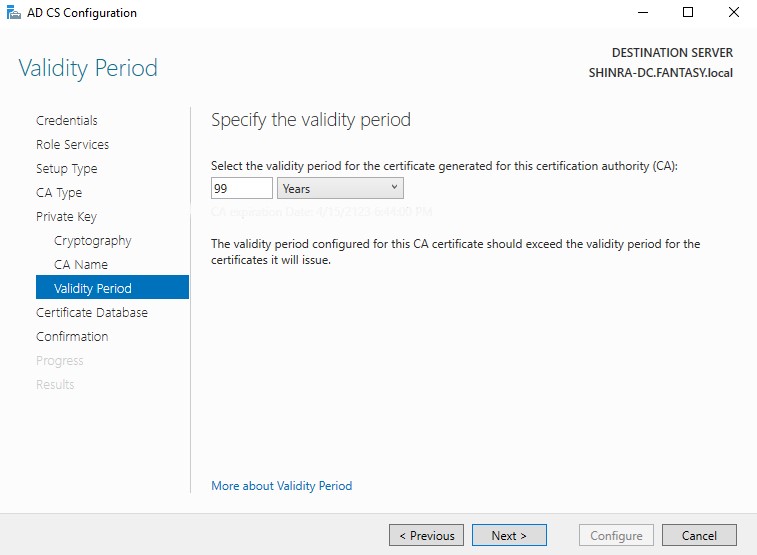 AD CS CA Validity