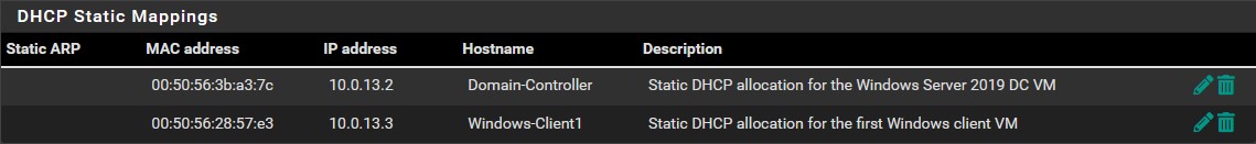 OPT2 Static DHCP Allocations