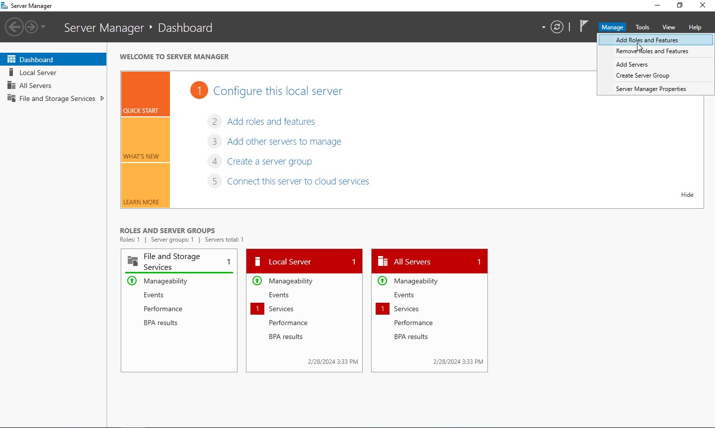 Server Roles and Features Wizard