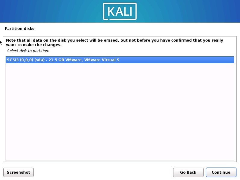 Kali Install SCSI3