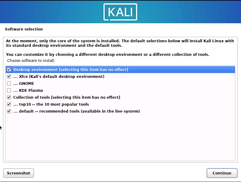 Kali Install Software