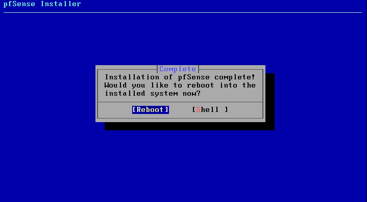 Installer Reboot Screen