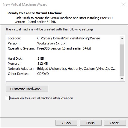 pfSense VM Ready to Create