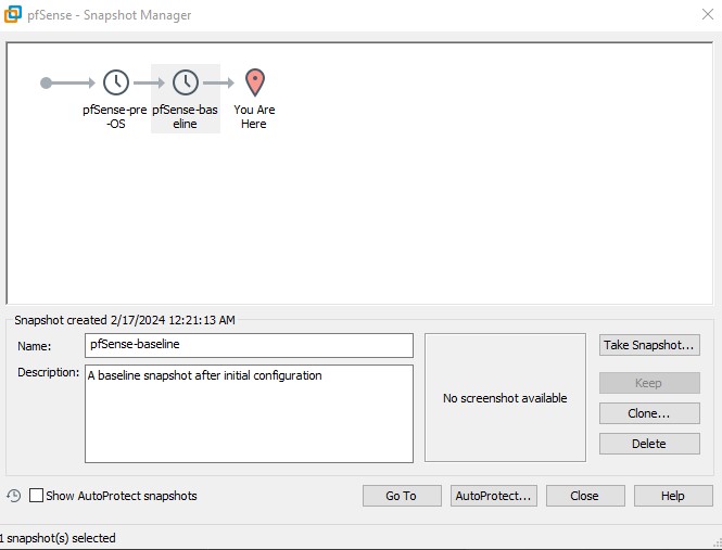 pfSense Snapshot After Setup