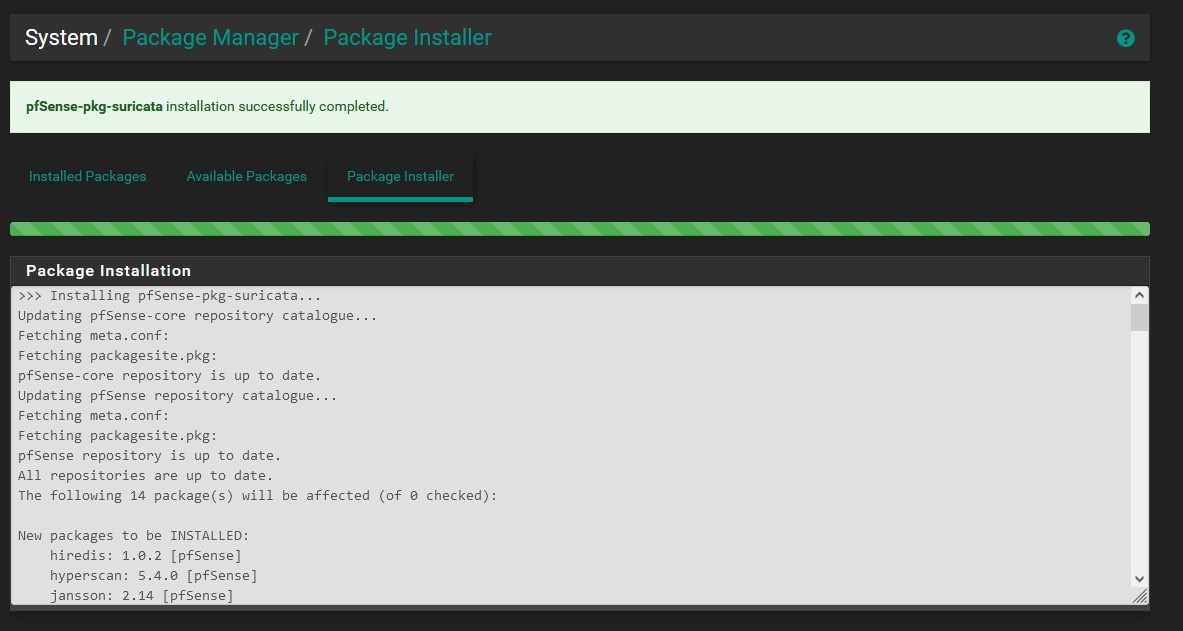 Suricata Package Installation