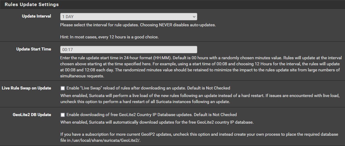 Suricata Interval Update Times