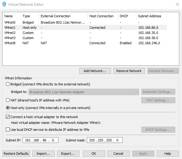 VMnet1 Configuration