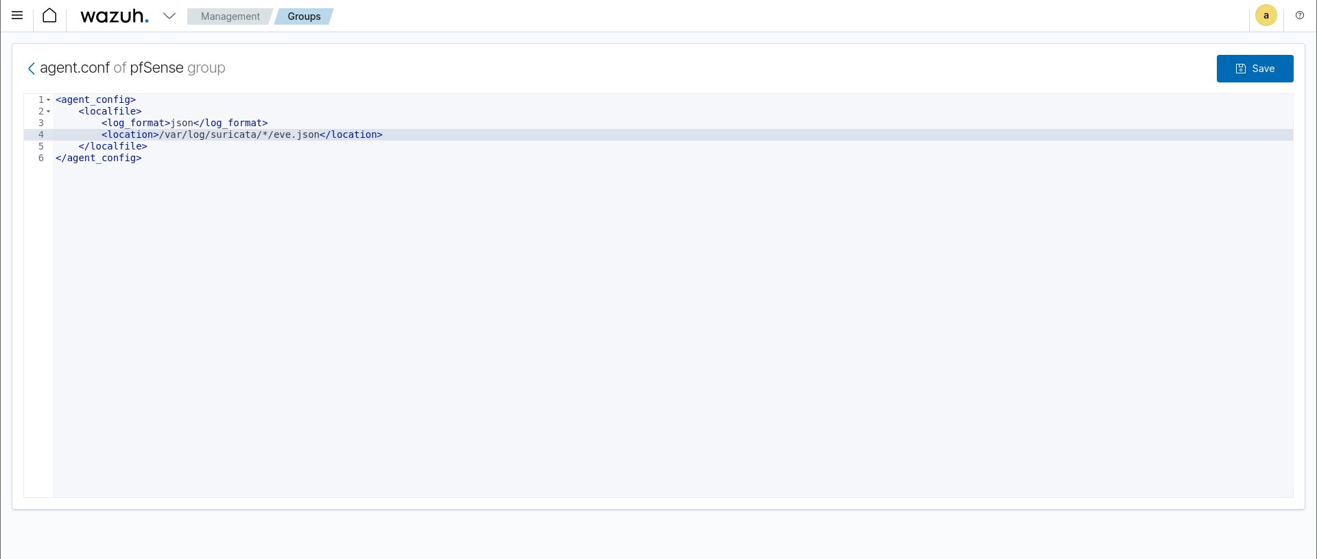 Wazuh pfSense Agent Config