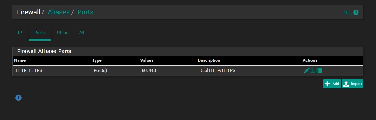 Firewall Port Aliases Creation