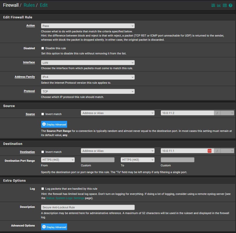 Firewall LAN Rules Example