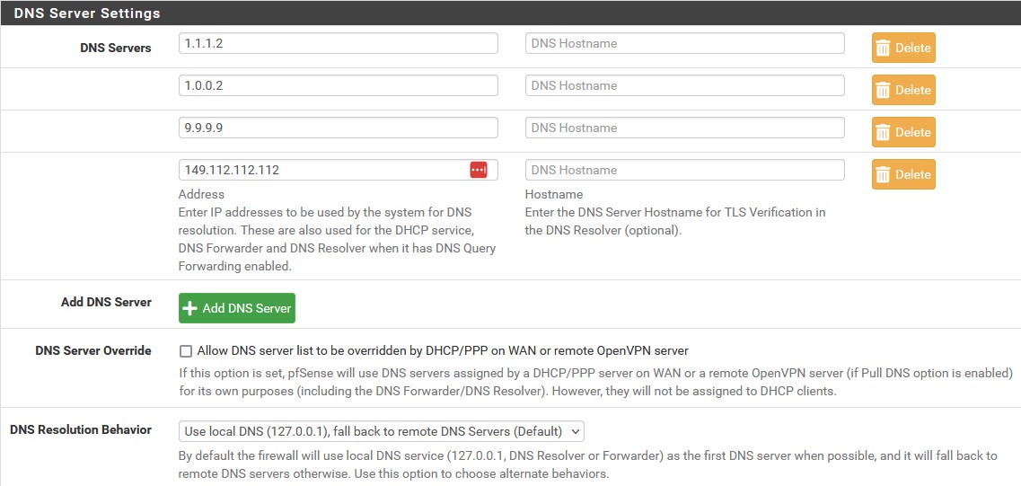 webConfigurator DNS Servers